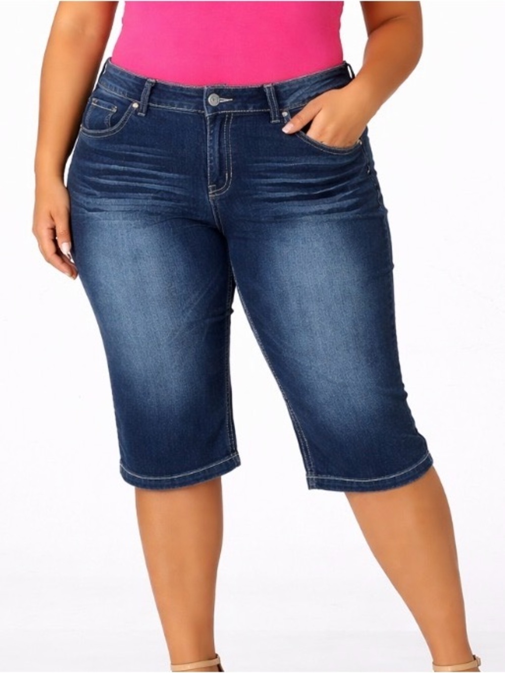 Hydrolic HYDRAULIC capri cropped denim jeans embellished pockets SZ 16